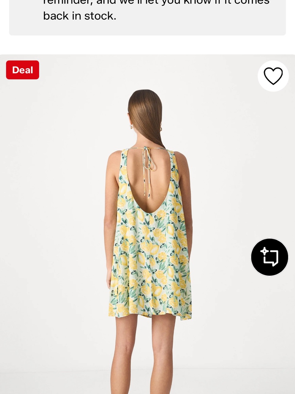 Abercrombie & Fitch Yellow Lemon Print Mini Dress - Picture 4 of 4